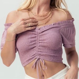 Lavender Smocked Crop Top sz L
